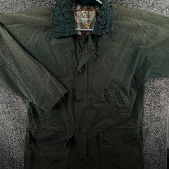 Regatta Waxed Jacket Men Full Zip Green Medium Collared Cargo Military Lined - Picture 1 of 16
